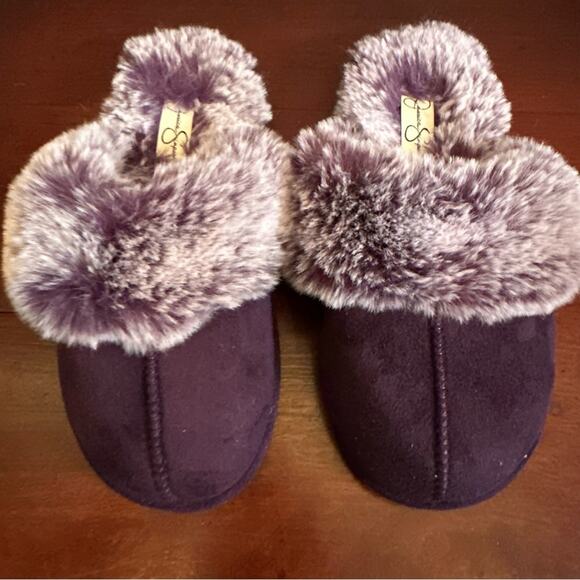 Jessica Simpson Slippers Plum Purple XL 4 - 5 Faux Fur Slip on Girls Memory Foam - Picture 7 of 7